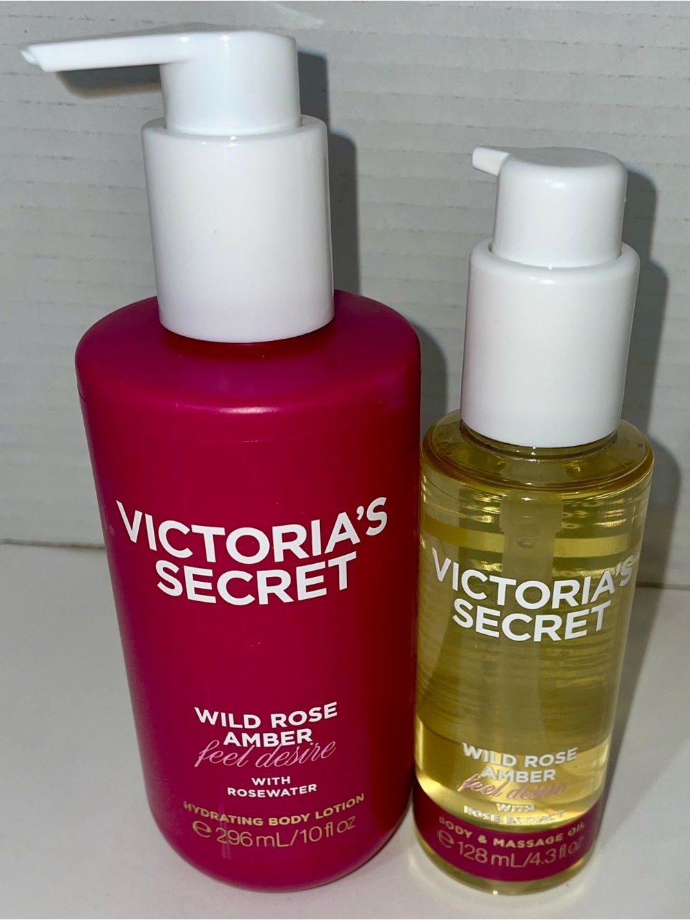 NEW Victoria's Secret Wild Rose Amber Hydrating Lotion 10 oz & Body Oil 4.3 oz